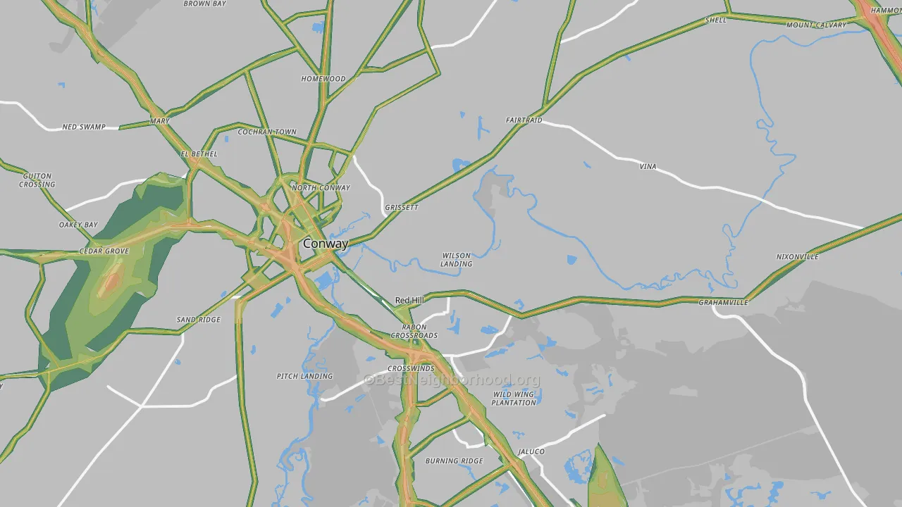 29526, SC Map of Noise Levels in 29526
