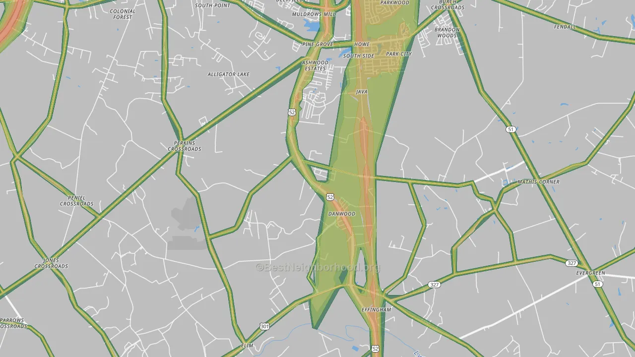 29541, SC Map of Noise Levels in 29541