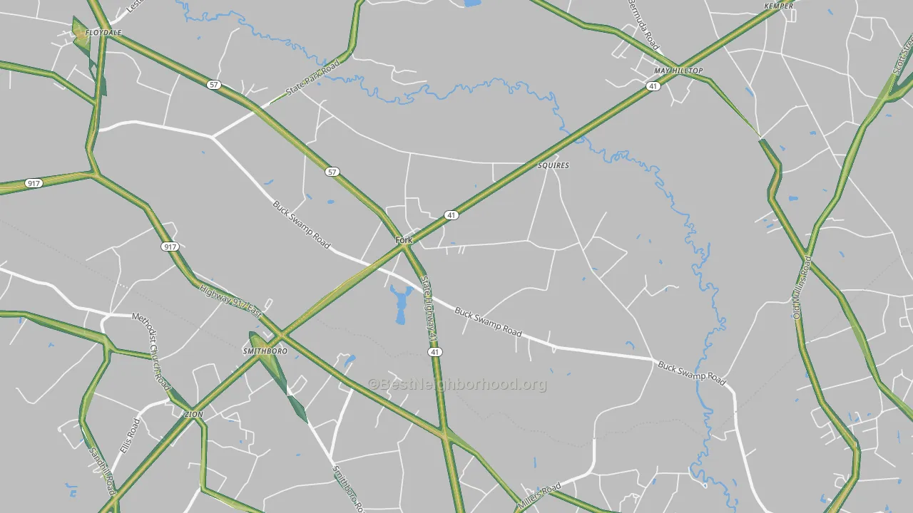29543, SC Map of Noise Levels in 29543
