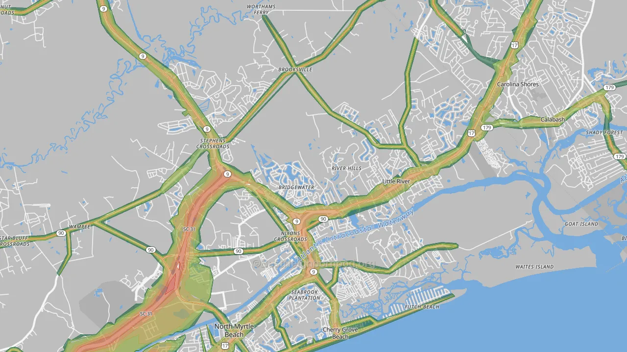 29566, SC Map of Noise Levels in 29566