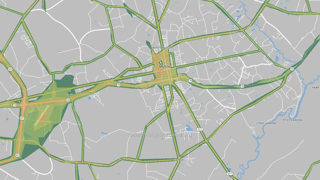 29574, SC Map of Noise Levels in 29574