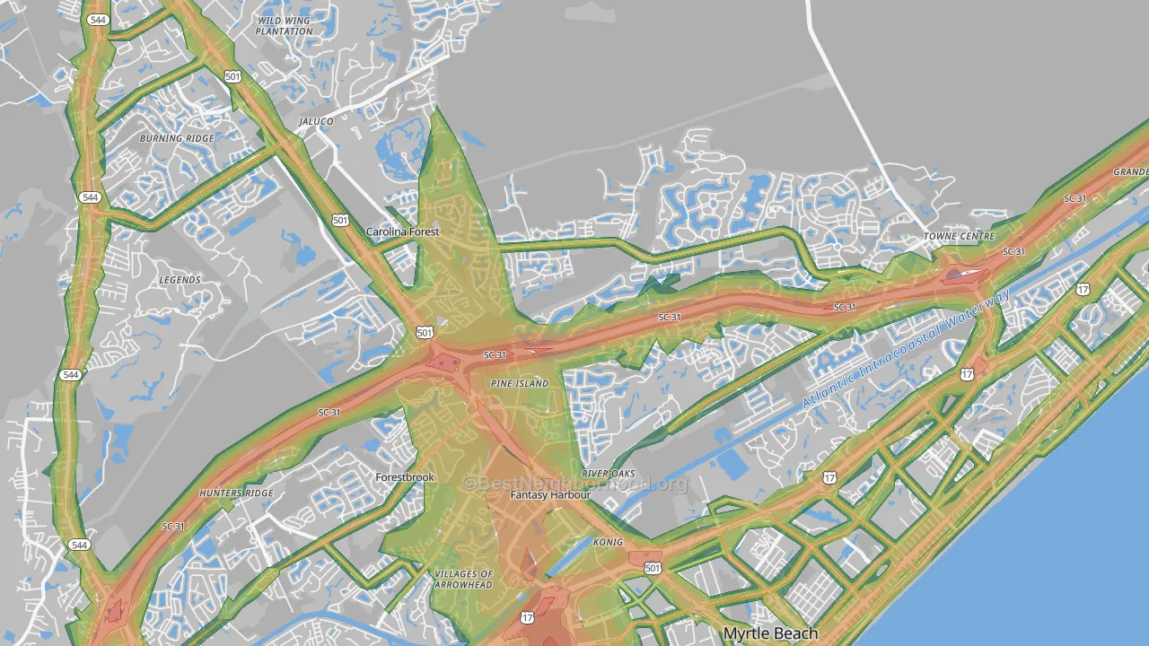 29579, SC Map of Noise Levels in 29579
