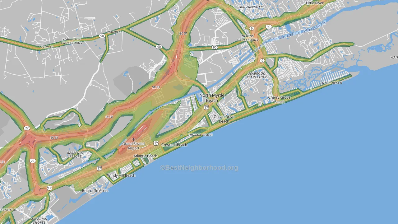 29582, SC Map of Noise Levels in 29582