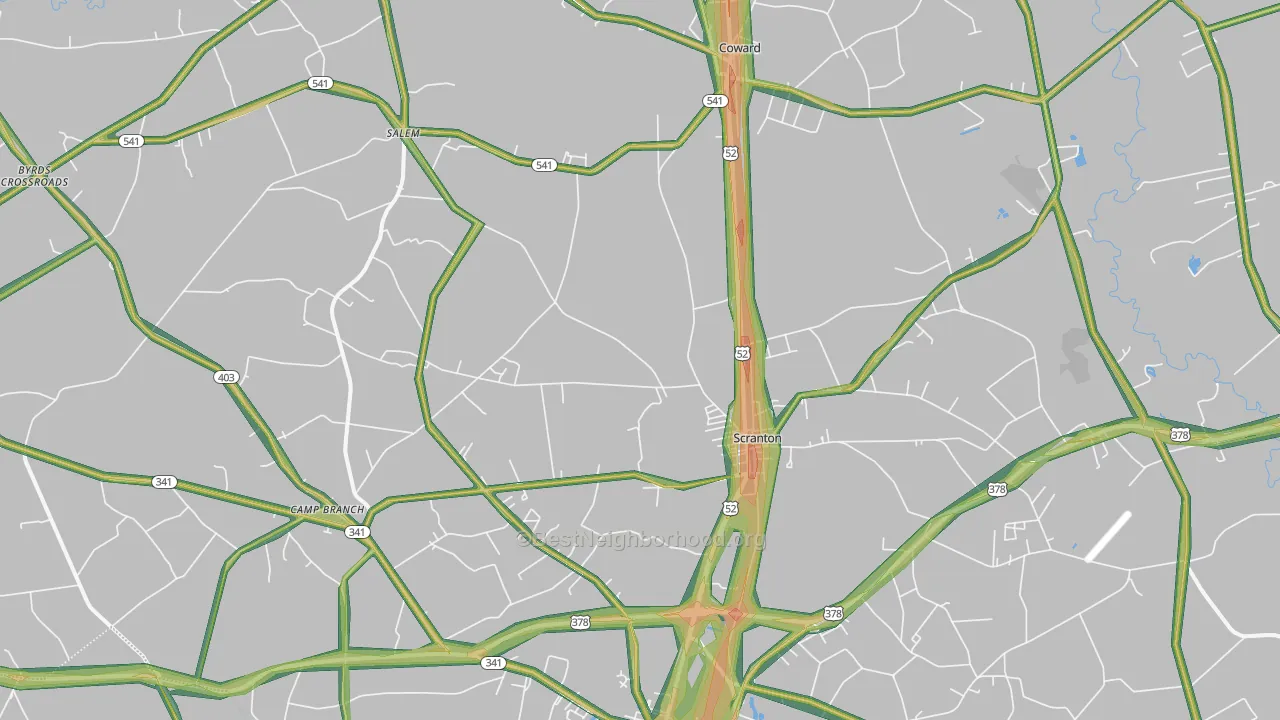29591, SC Map of Noise Levels in 29591