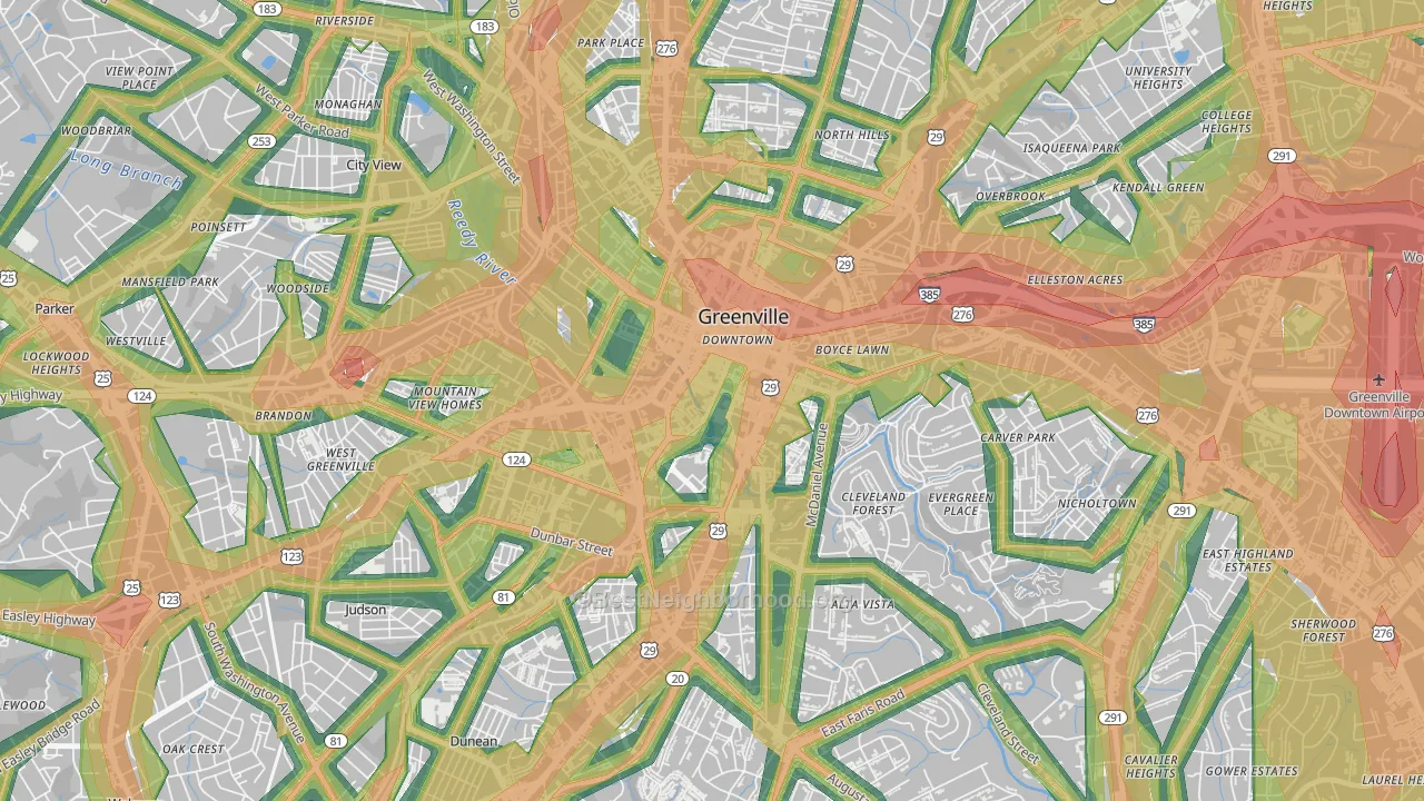 29601, SC Map of Noise Levels in 29601