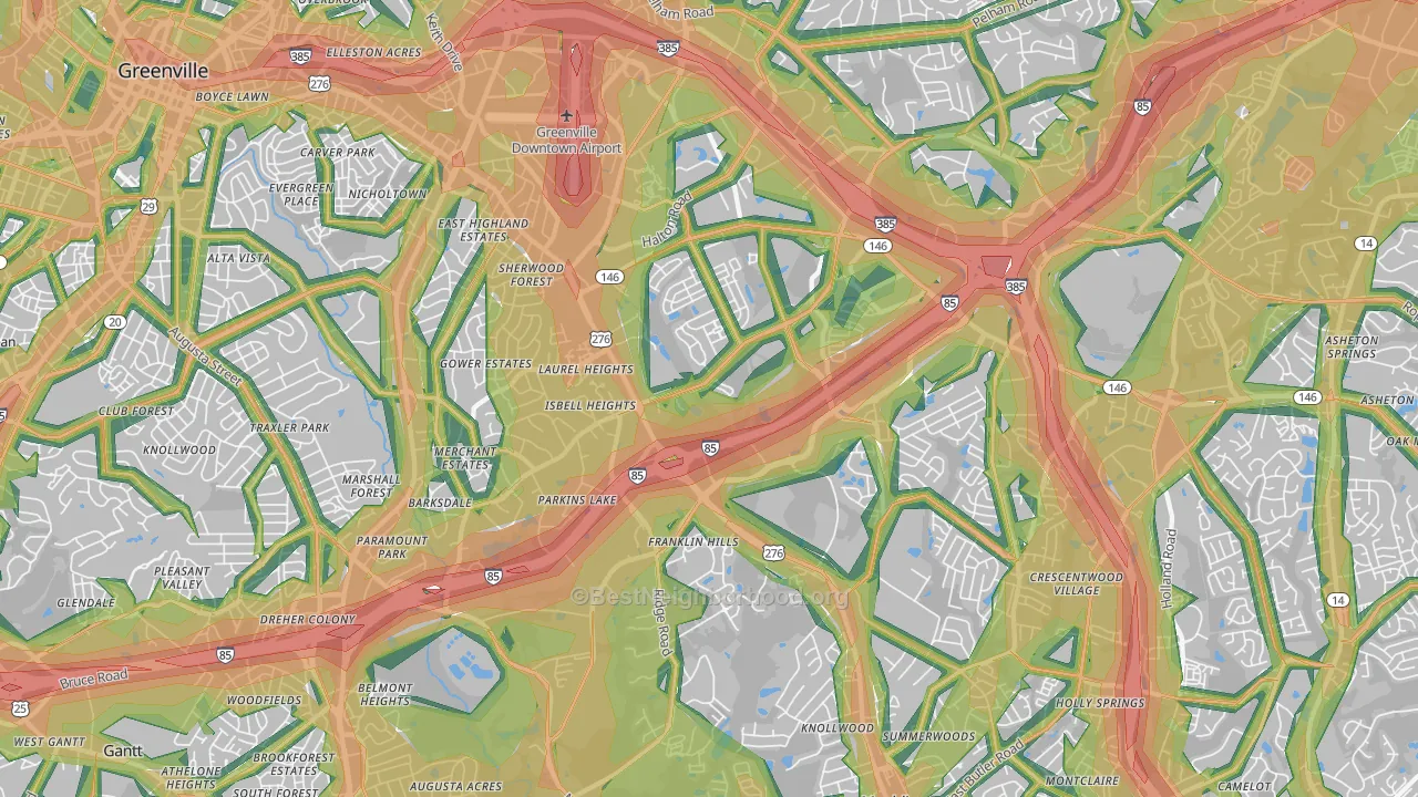29607, SC Map of Noise Levels in 29607