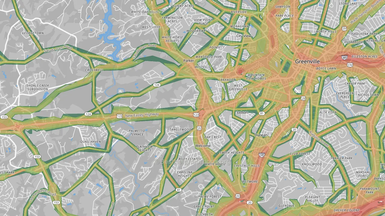 29611, SC Map of Noise Levels in 29611