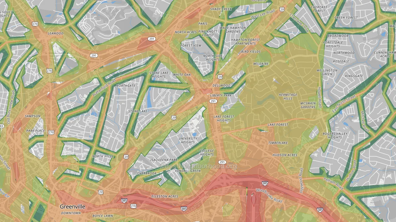 29614, SC Map of Noise Levels in 29614