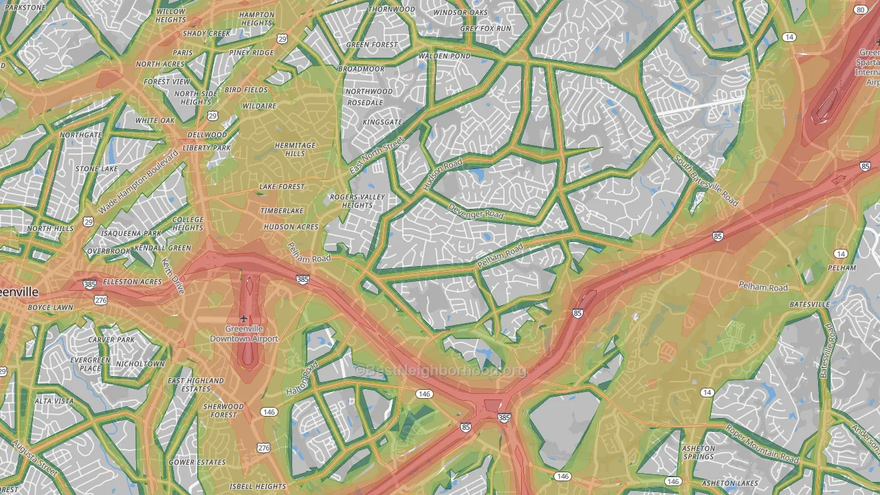 29615, SC Map of Noise Levels in 29615