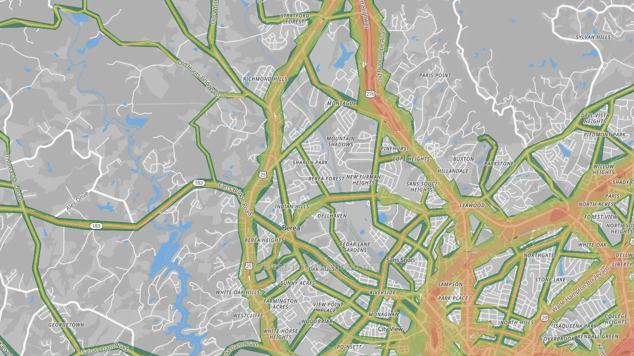 29617, SC Map of Noise Levels in 29617