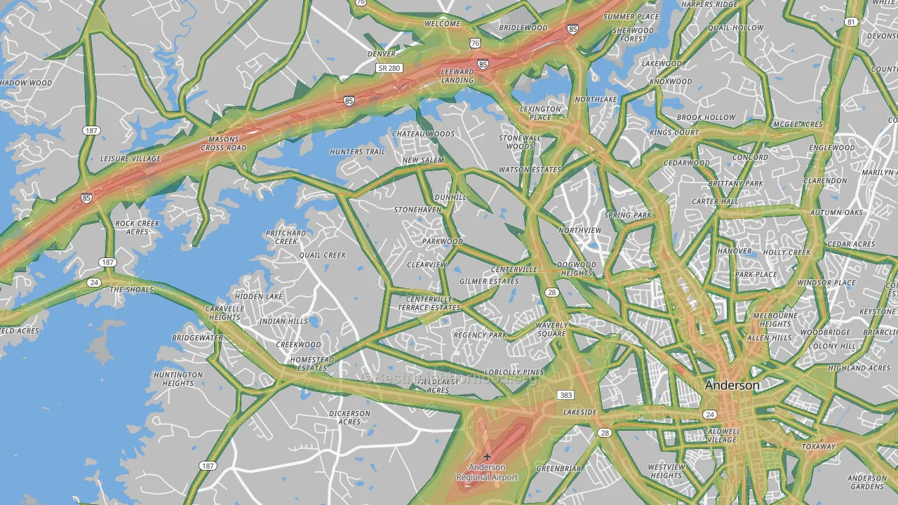 29625, SC Map of Noise Levels in 29625
