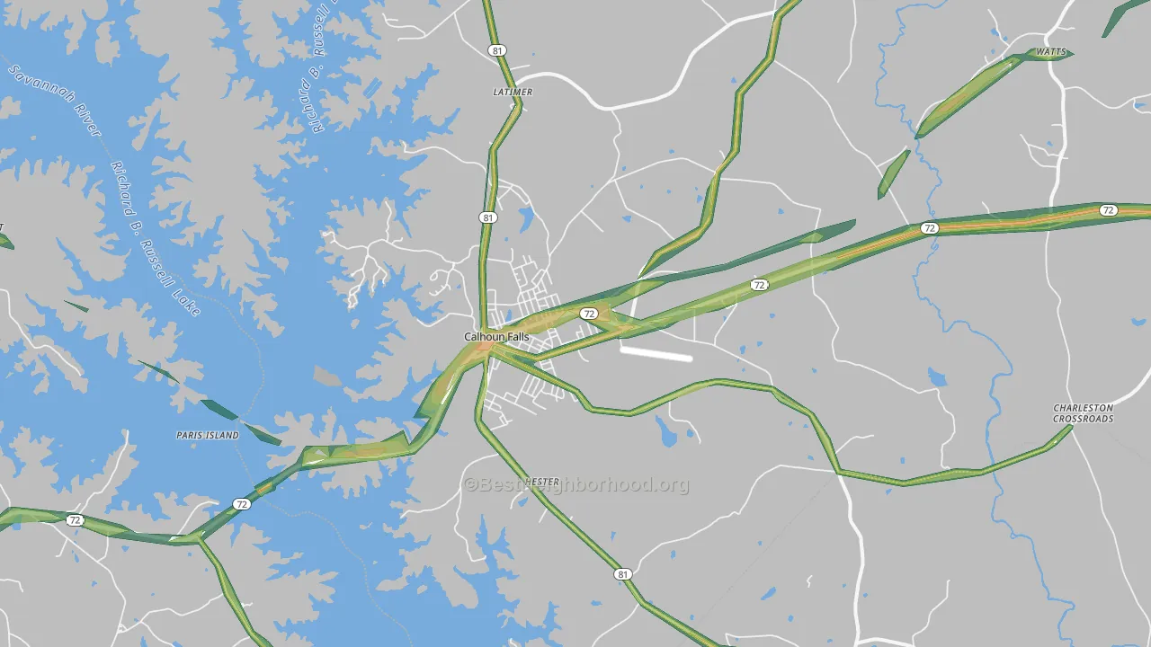 29628, SC Map of Noise Levels in 29628