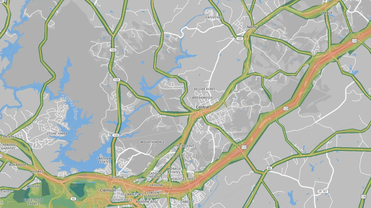 29630, SC Map of Noise Levels in 29630