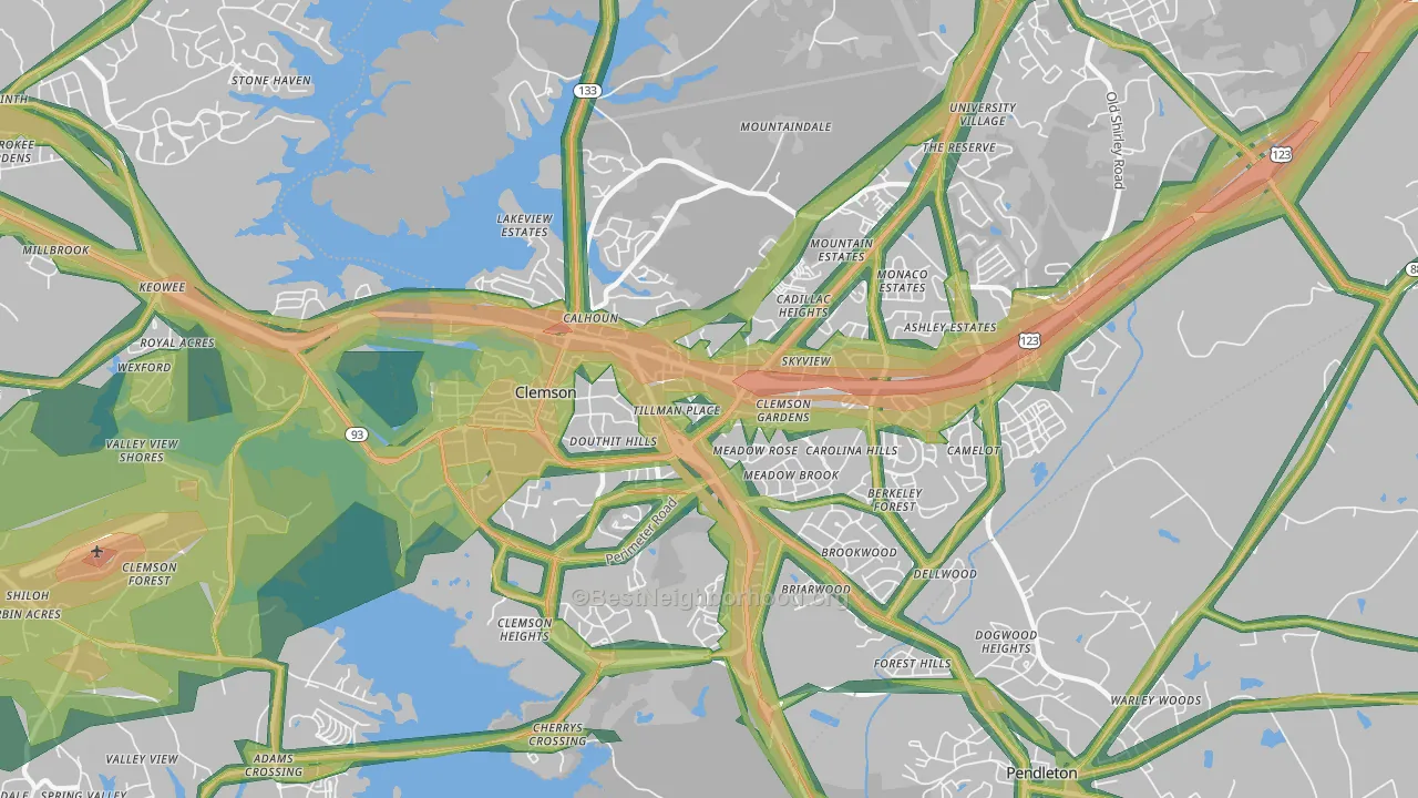 29631, SC Map of Noise Levels in 29631
