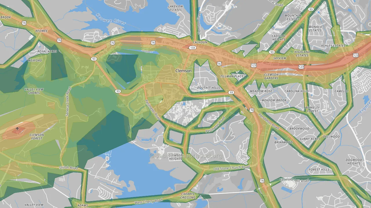 29634, SC Map of Noise Levels in 29634