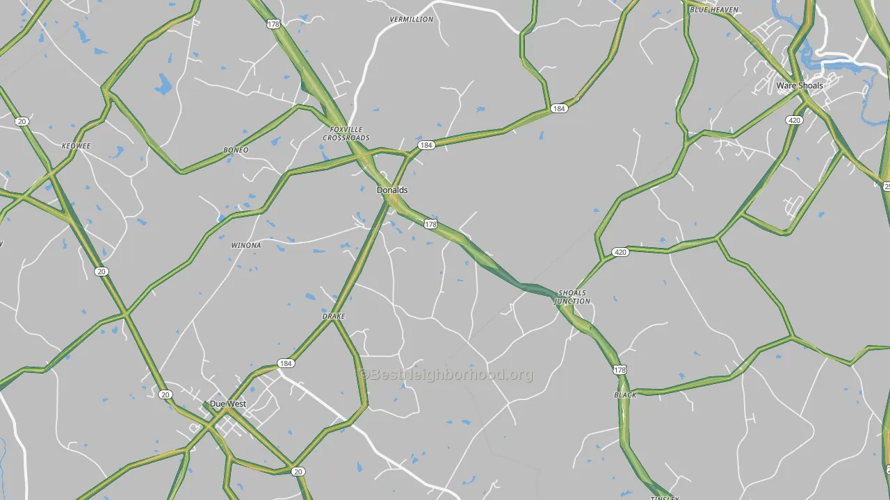 29638, SC Map of Noise Levels in 29638