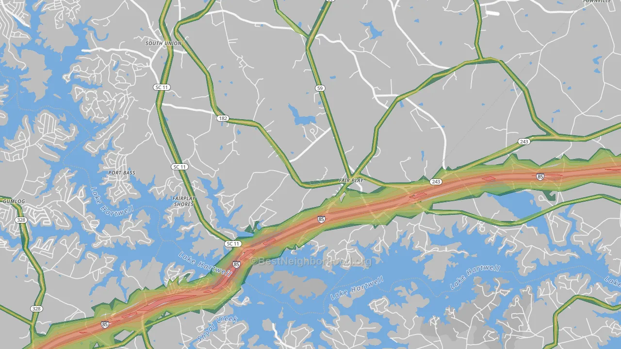 29643, SC Map of Noise Levels in 29643