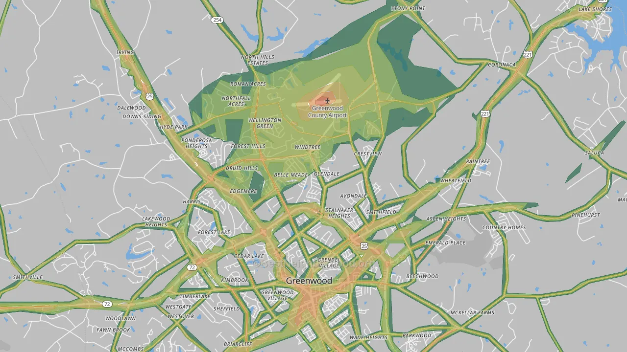 29649, SC Map of Noise Levels in 29649