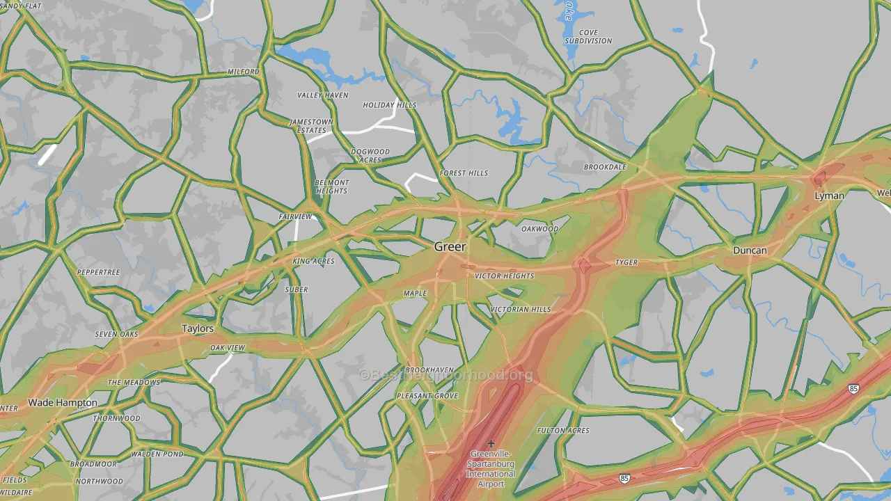 29651, SC Map of Noise Levels in 29651