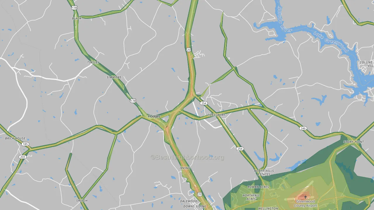 29653, SC Map of Noise Levels in 29653