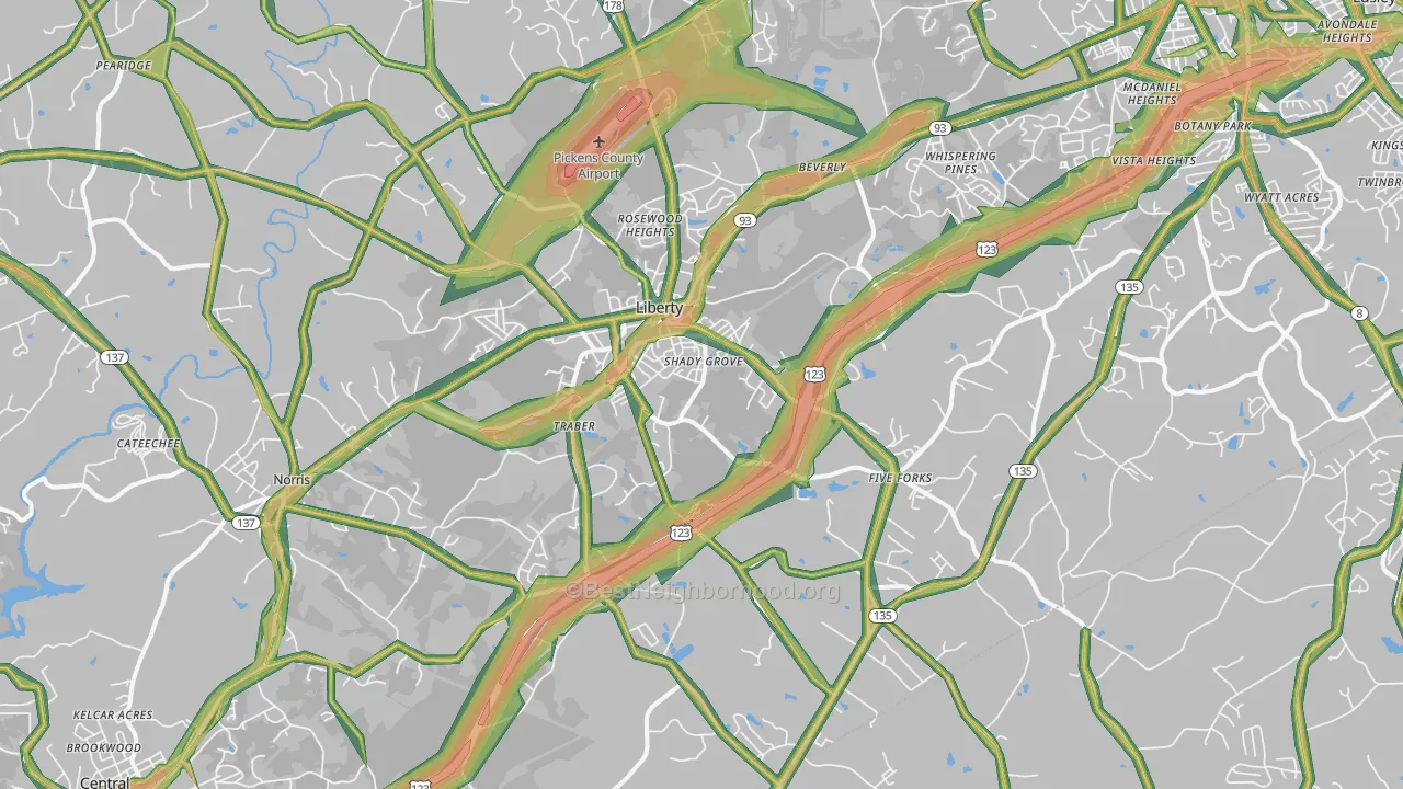 29657, SC Map of Noise Levels in 29657