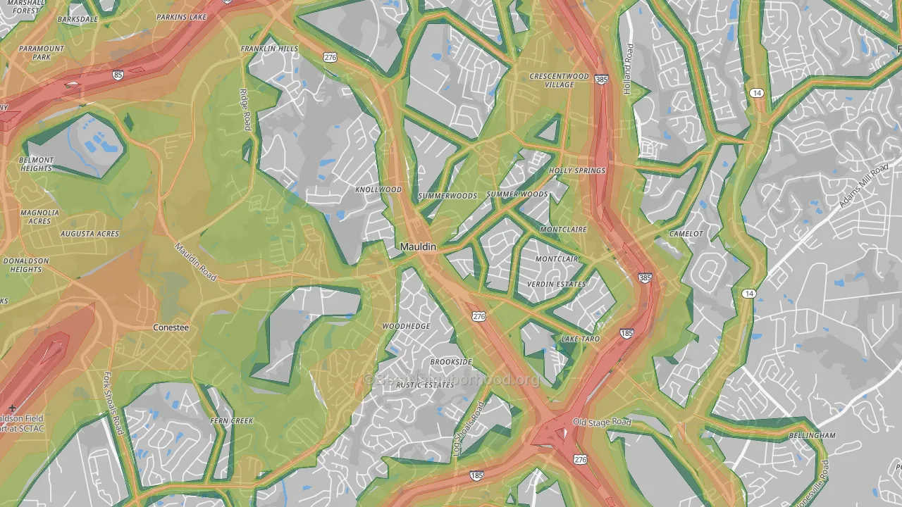 29662, SC Map of Noise Levels in 29662