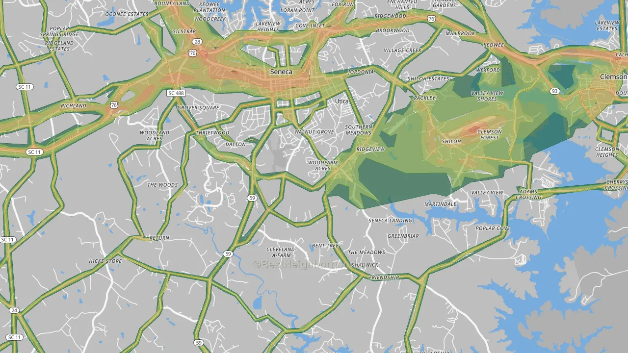 29678, SC Map of Noise Levels in 29678