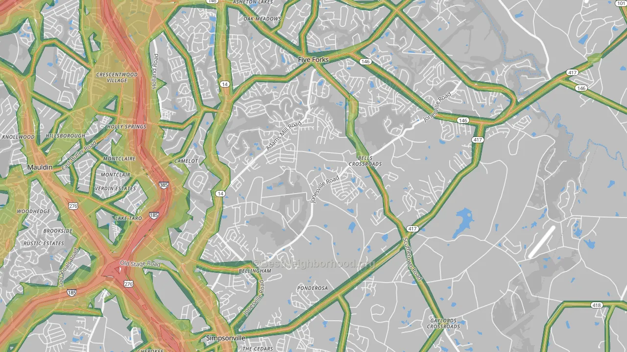 29681, SC Map of Noise Levels in 29681