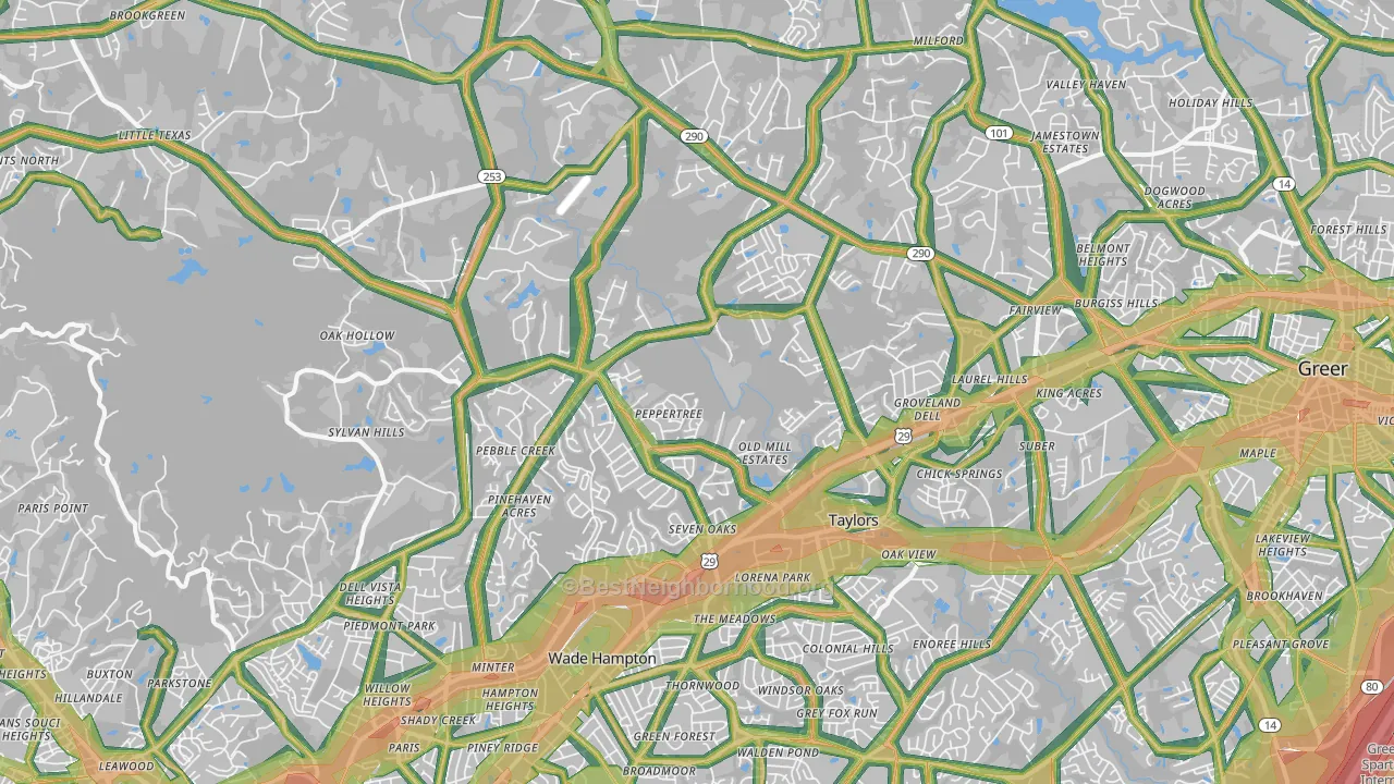 29687, SC Map of Noise Levels in 29687