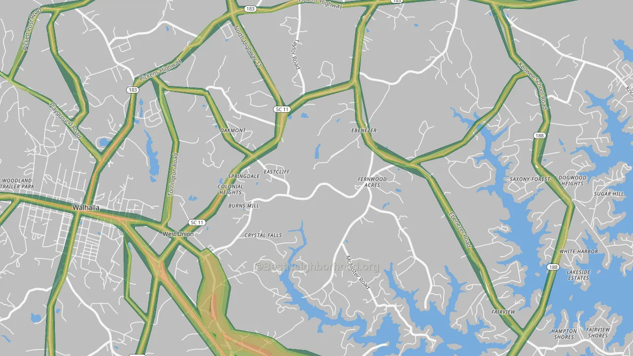 29696, SC Map of Noise Levels in 29696
