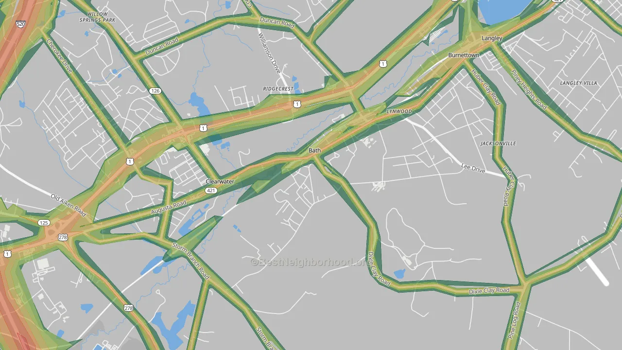 29816, SC Map of Noise Levels in 29816