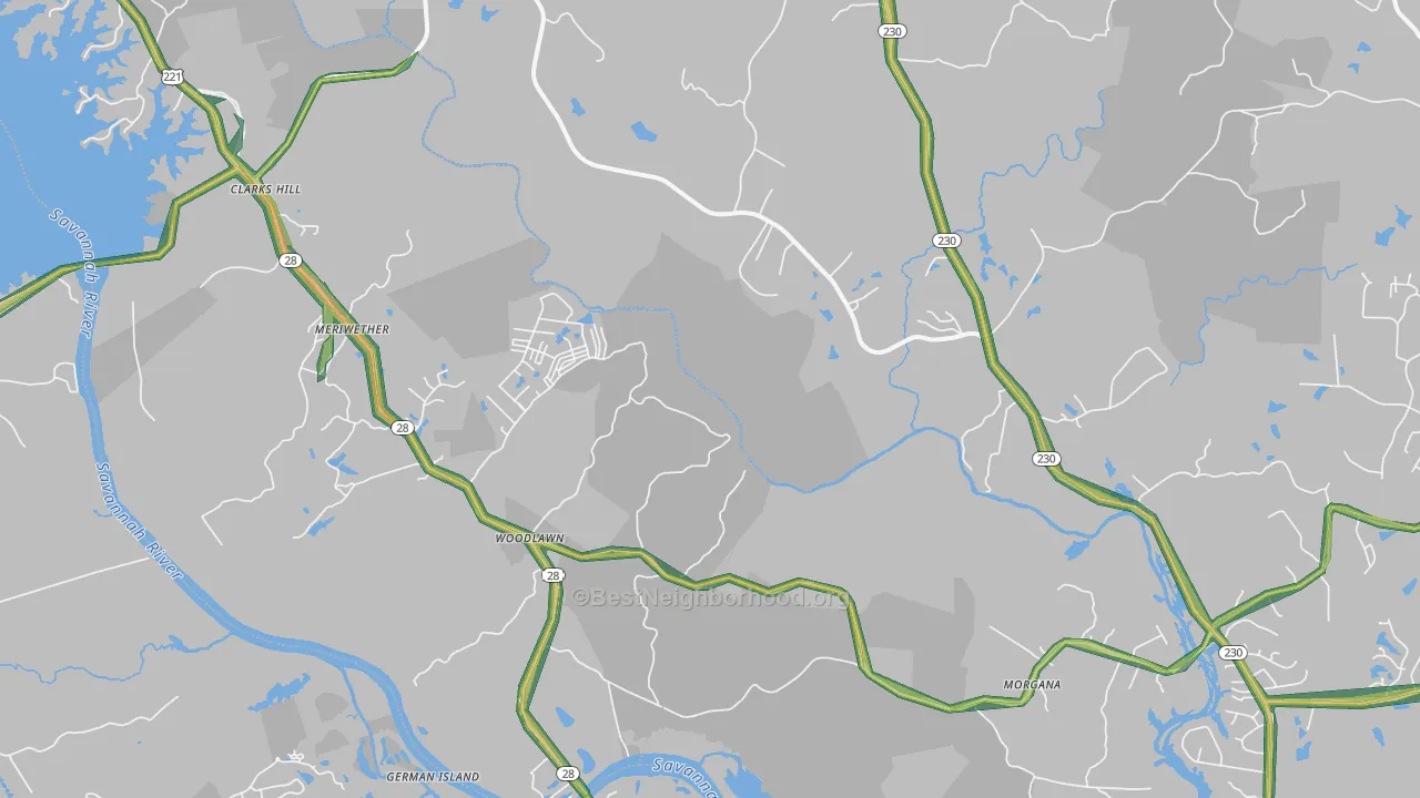 29821, SC Map of Noise Levels in 29821