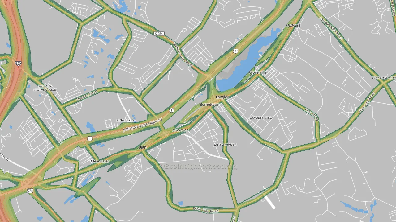 29834, SC Map of Noise Levels in 29834