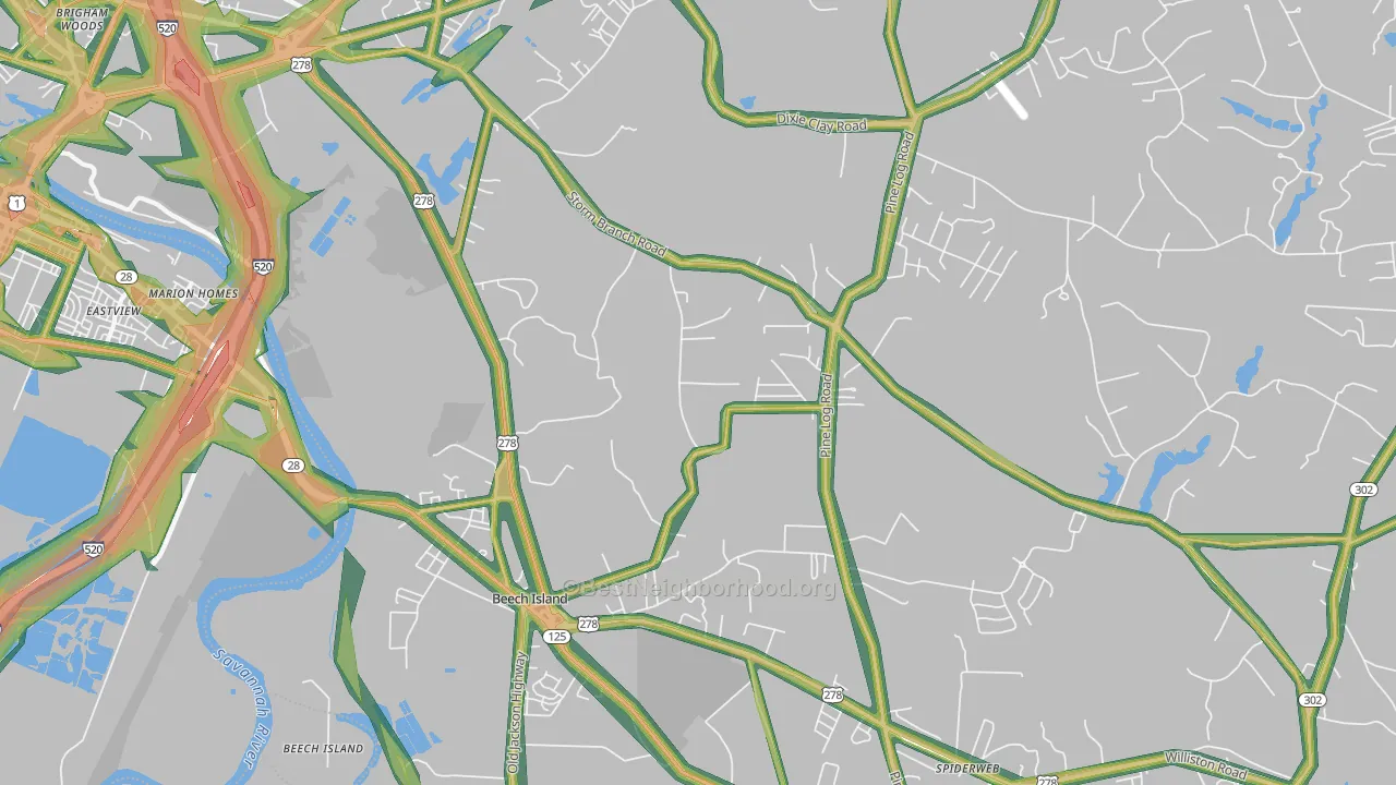 29842, SC Map of Noise Levels in 29842