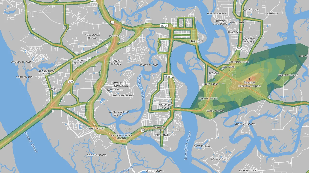 29902, SC Map of Noise Levels in 29902