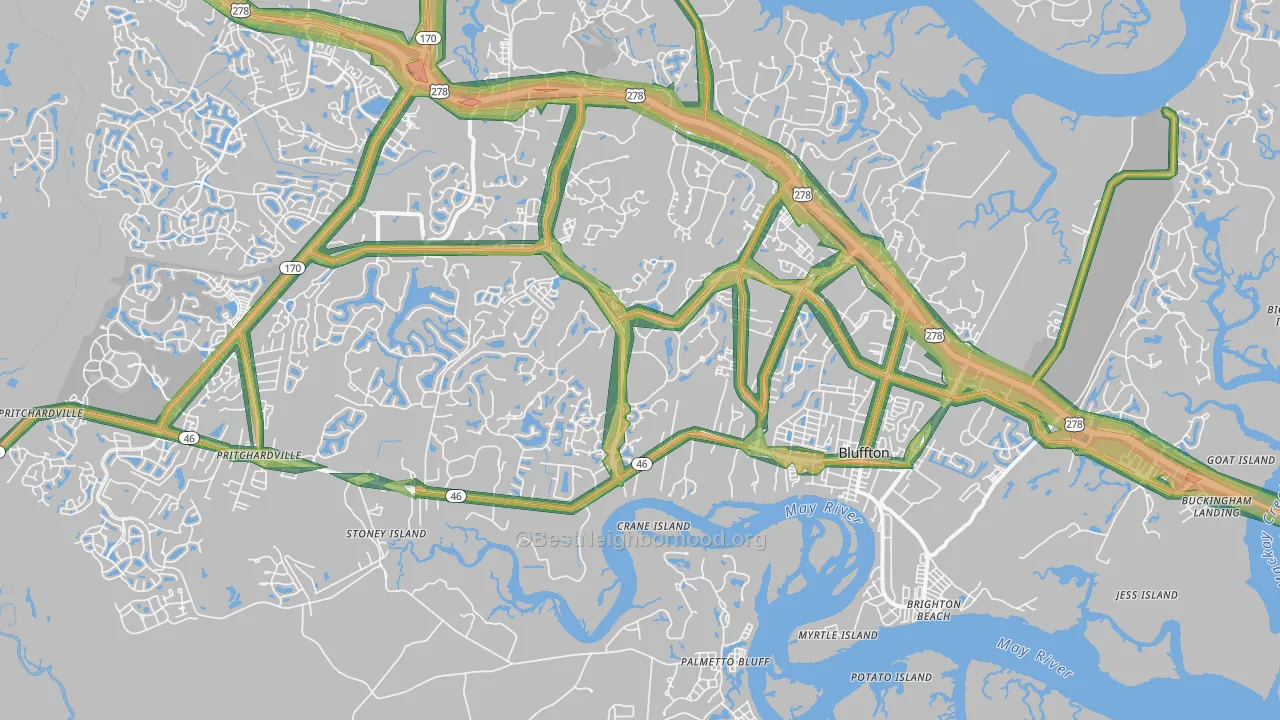 29910, SC Map of Noise Levels in 29910