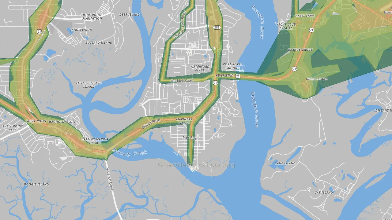 29935, SC Map of Noise Levels in 29935