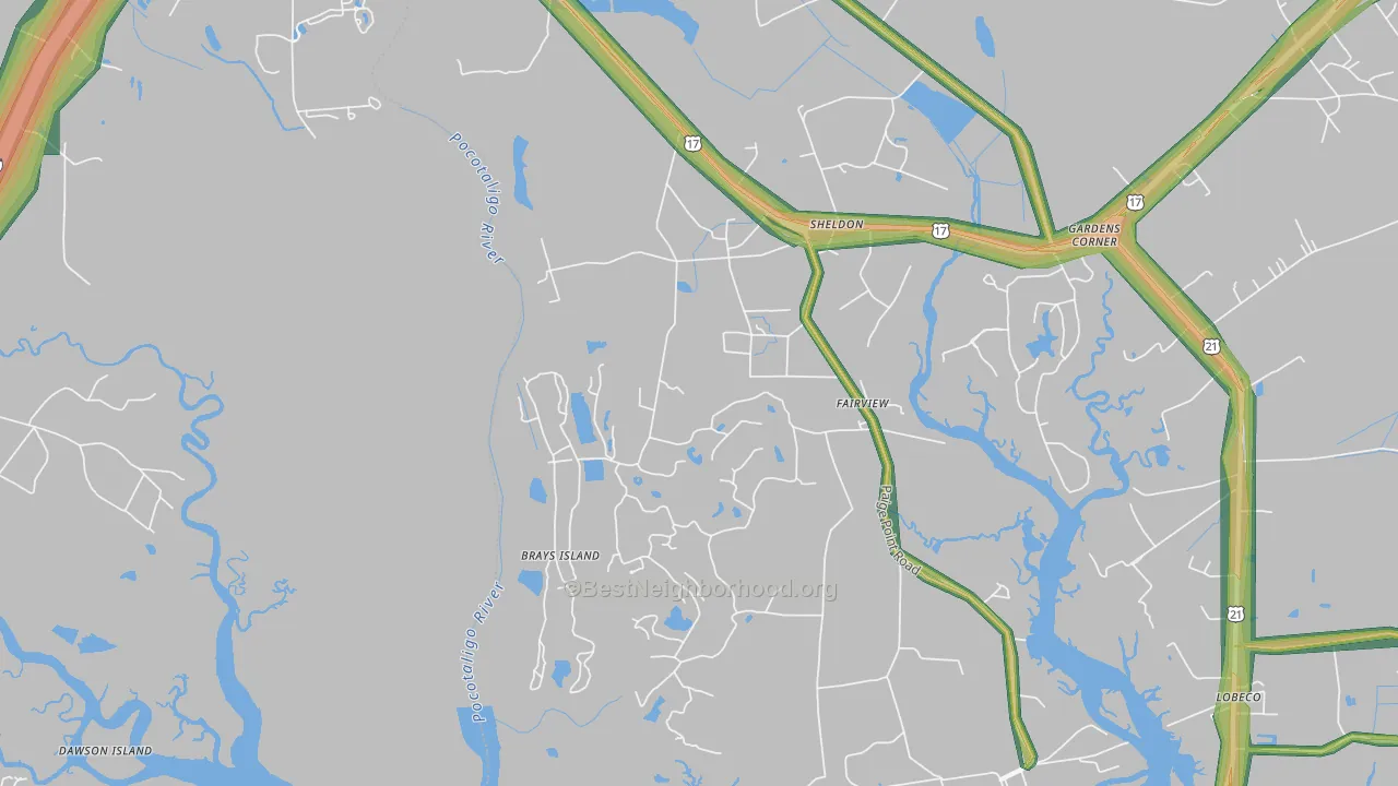 29941, SC Map of Noise Levels in 29941