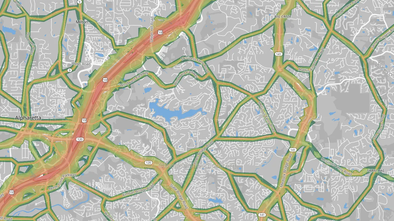 30005, GA Map of Noise Levels in 30005