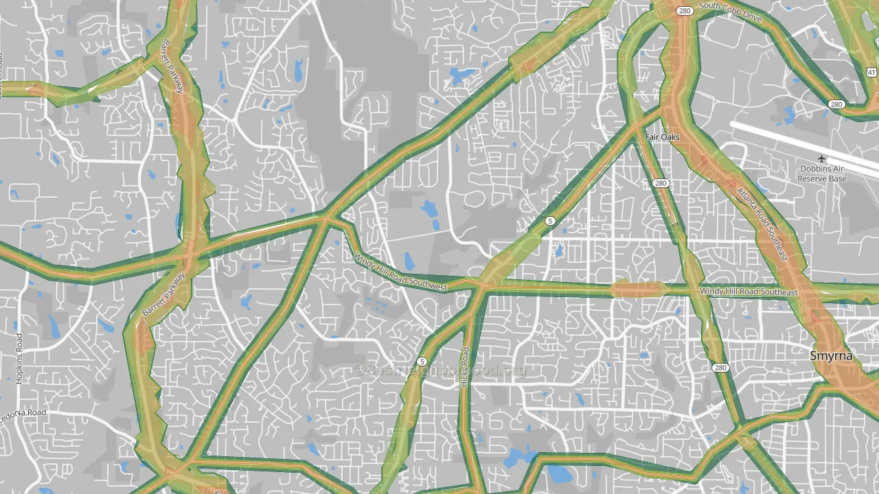 30008, GA Map of Noise Levels in 30008