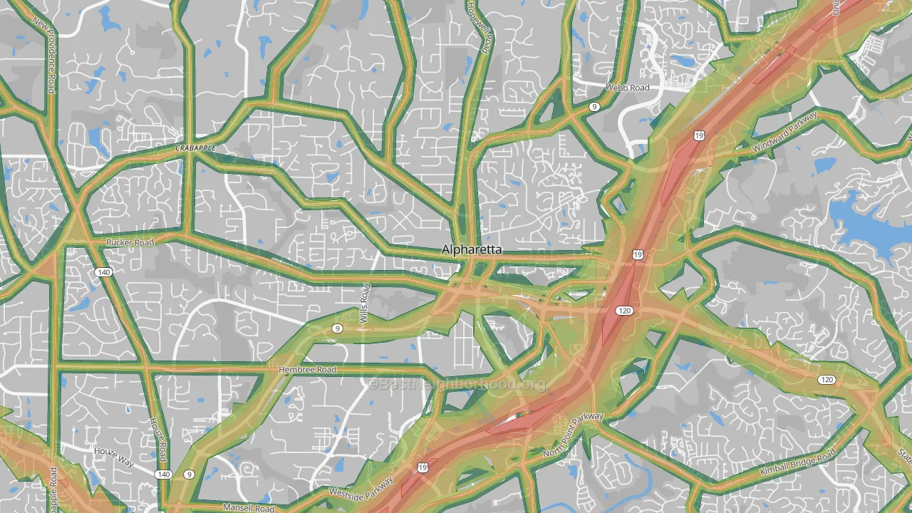 30009, GA Map of Noise Levels in 30009
