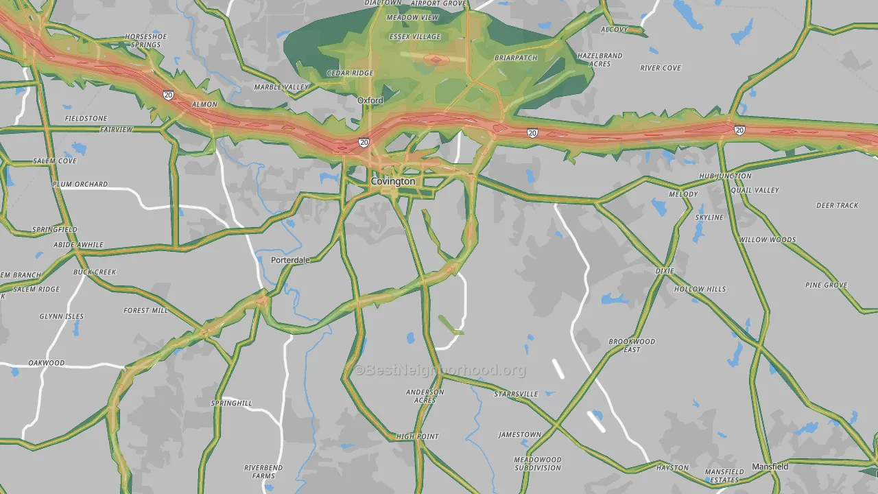 30014, GA Map of Noise Levels in 30014