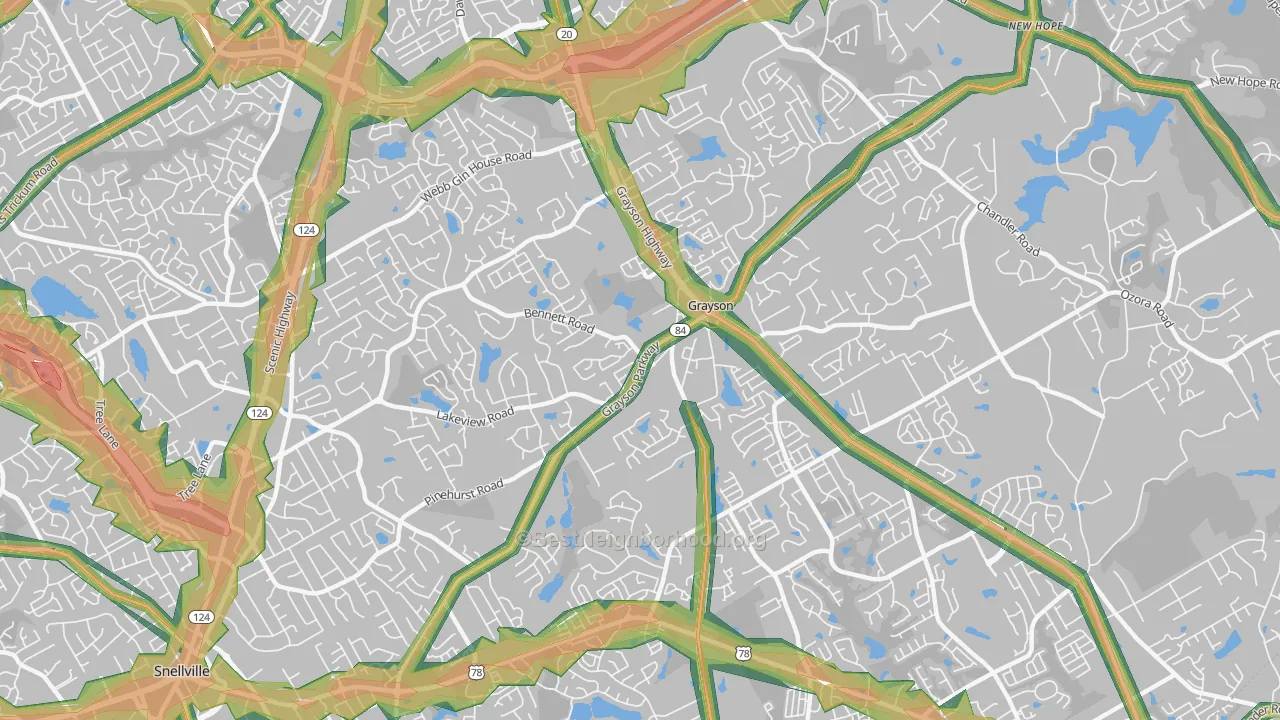 30017, GA Map of Noise Levels in 30017