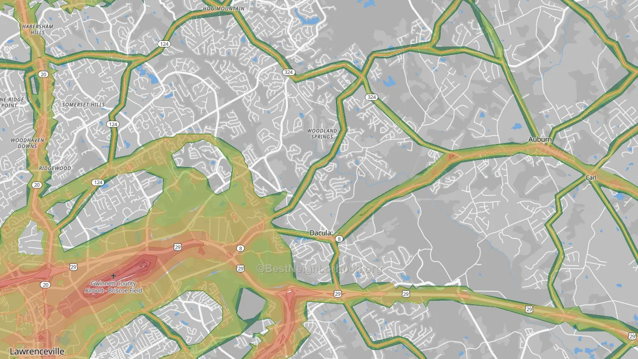 30019, GA Map of Noise Levels in 30019