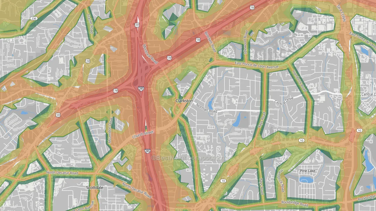 30021, GA Map of Noise Levels in 30021