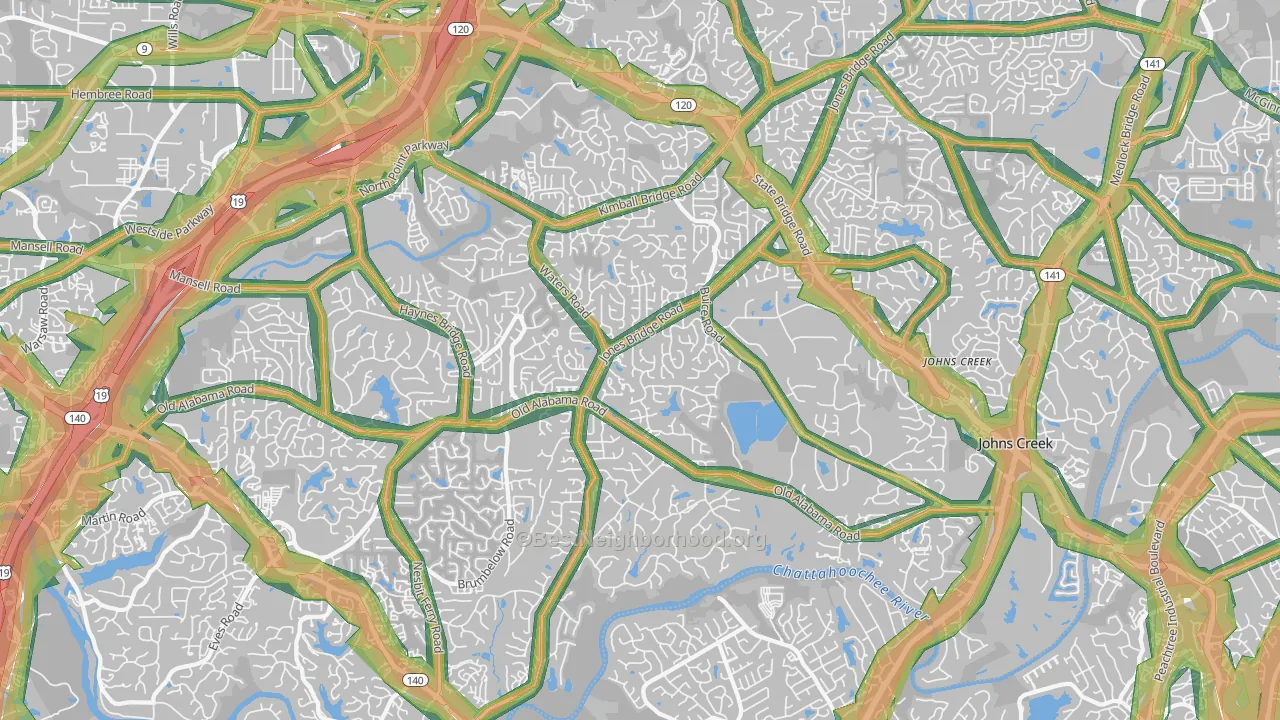 30022, GA Map of Noise Levels in 30022