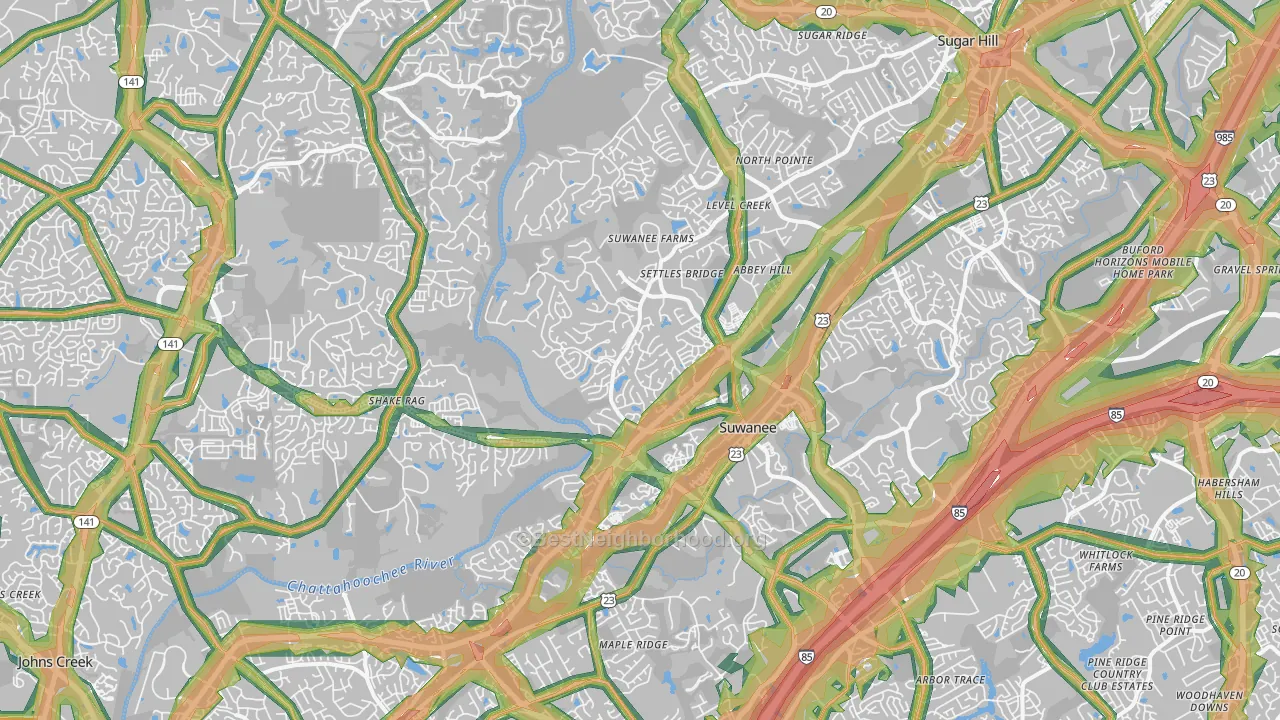 30024, GA Map of Noise Levels in 30024