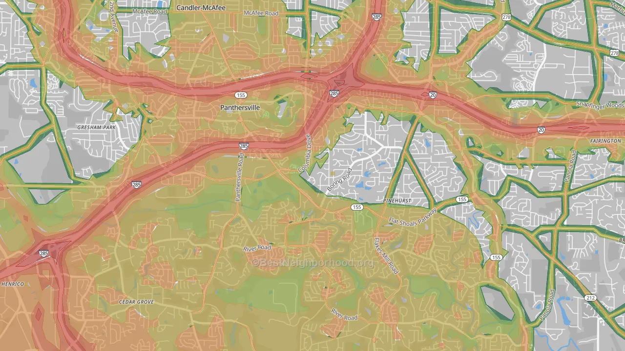 30034, GA Map of Noise Levels in 30034