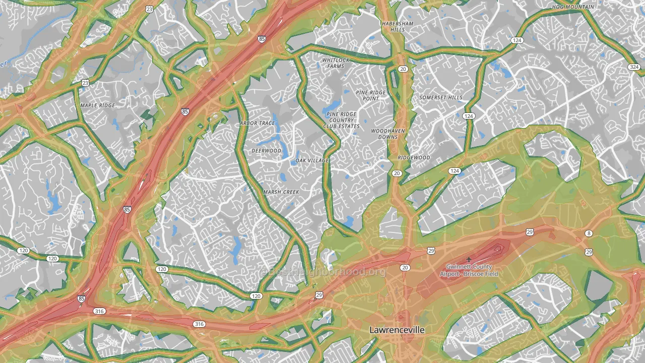 30043, GA Map of Noise Levels in 30043