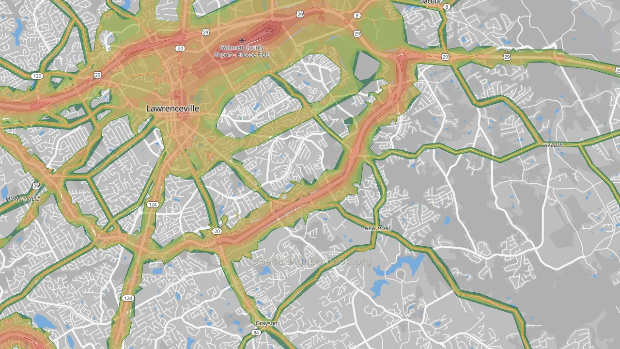 30045, GA Map of Noise Levels in 30045